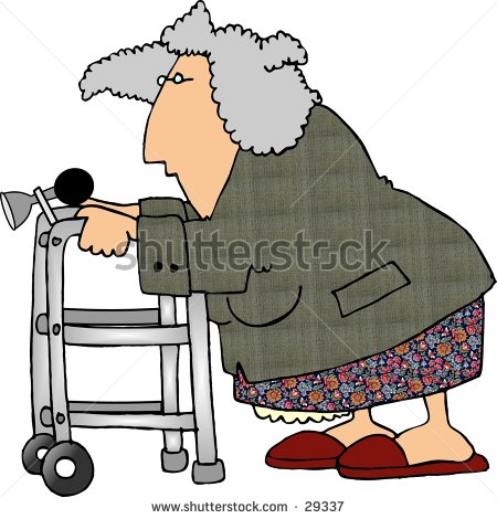 Clipart Illustration Of An Old Woman Using A Walker    Stock Photo