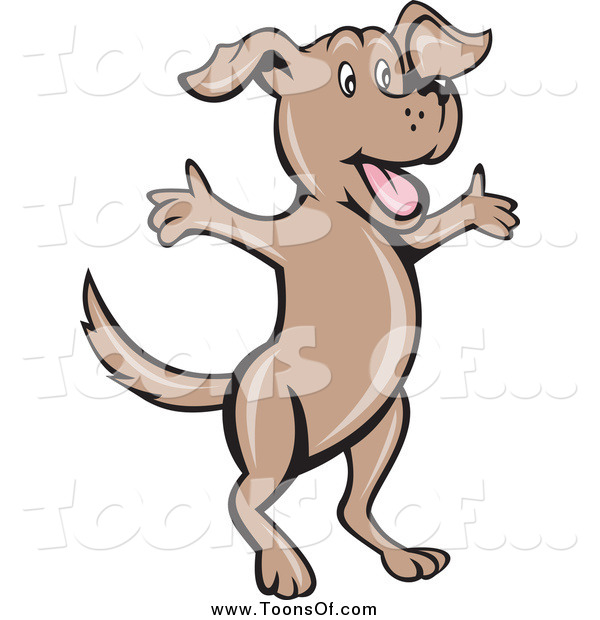 Clipart Of A Brown Dog Jumping By Patrimonio    21514