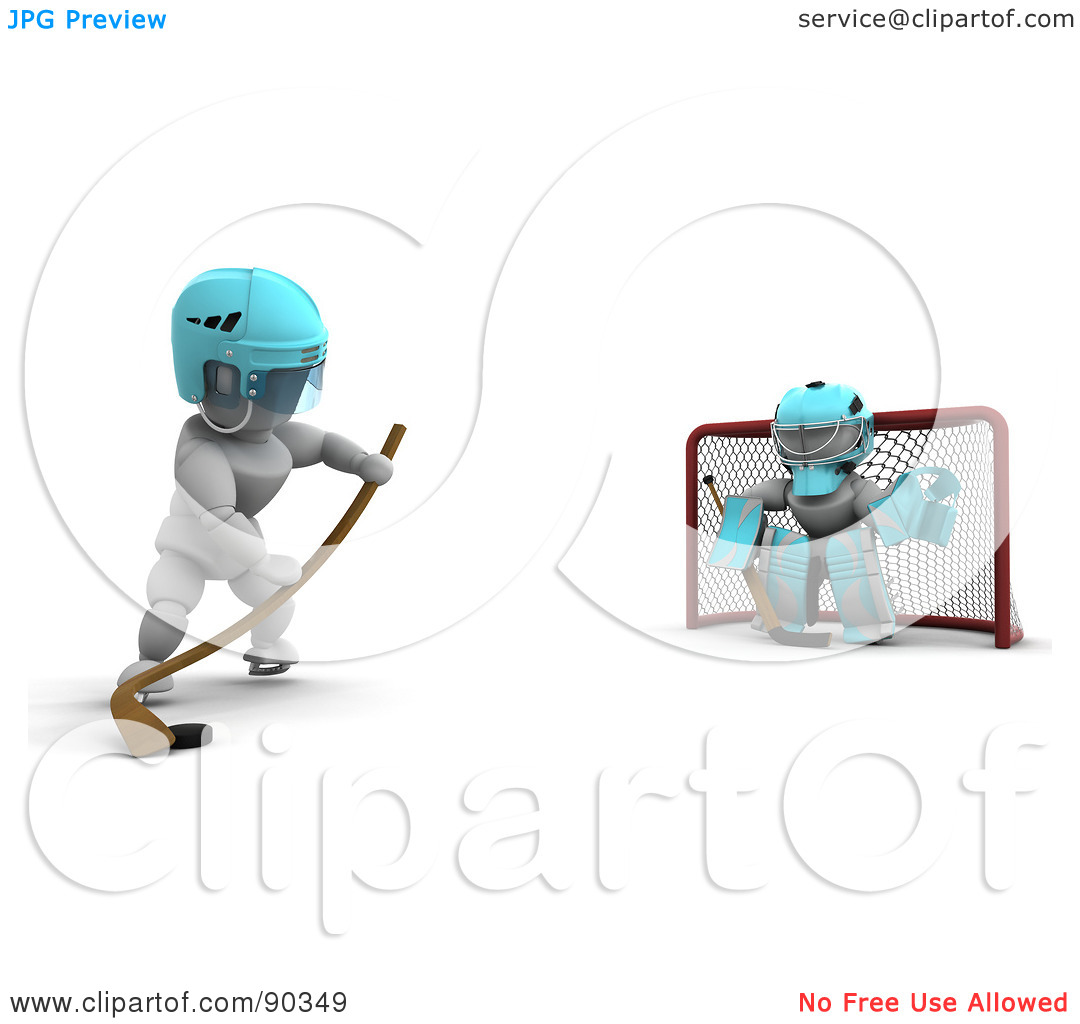 Free  Rf  Clipart Illustration Of A 3d White Character Ice Hockey