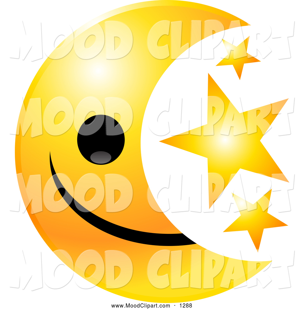 Larger Preview  Mood Clip Art Of A Yellow Moon Emoticon Face With    