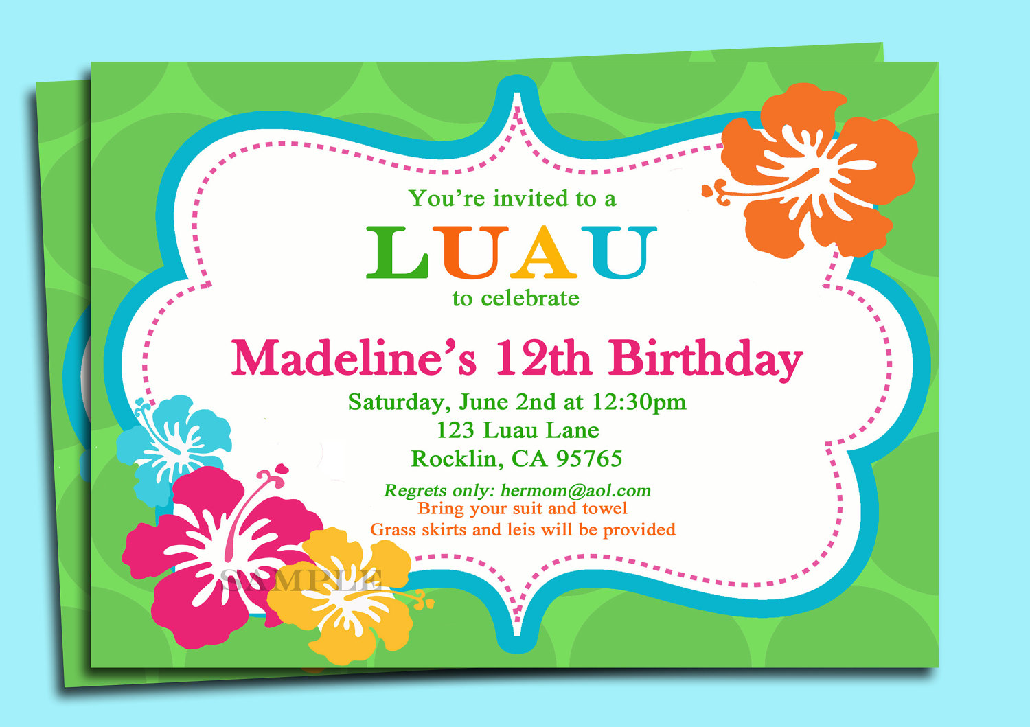 Luau Invitation Printable Personalized For Your By Thatpartychick