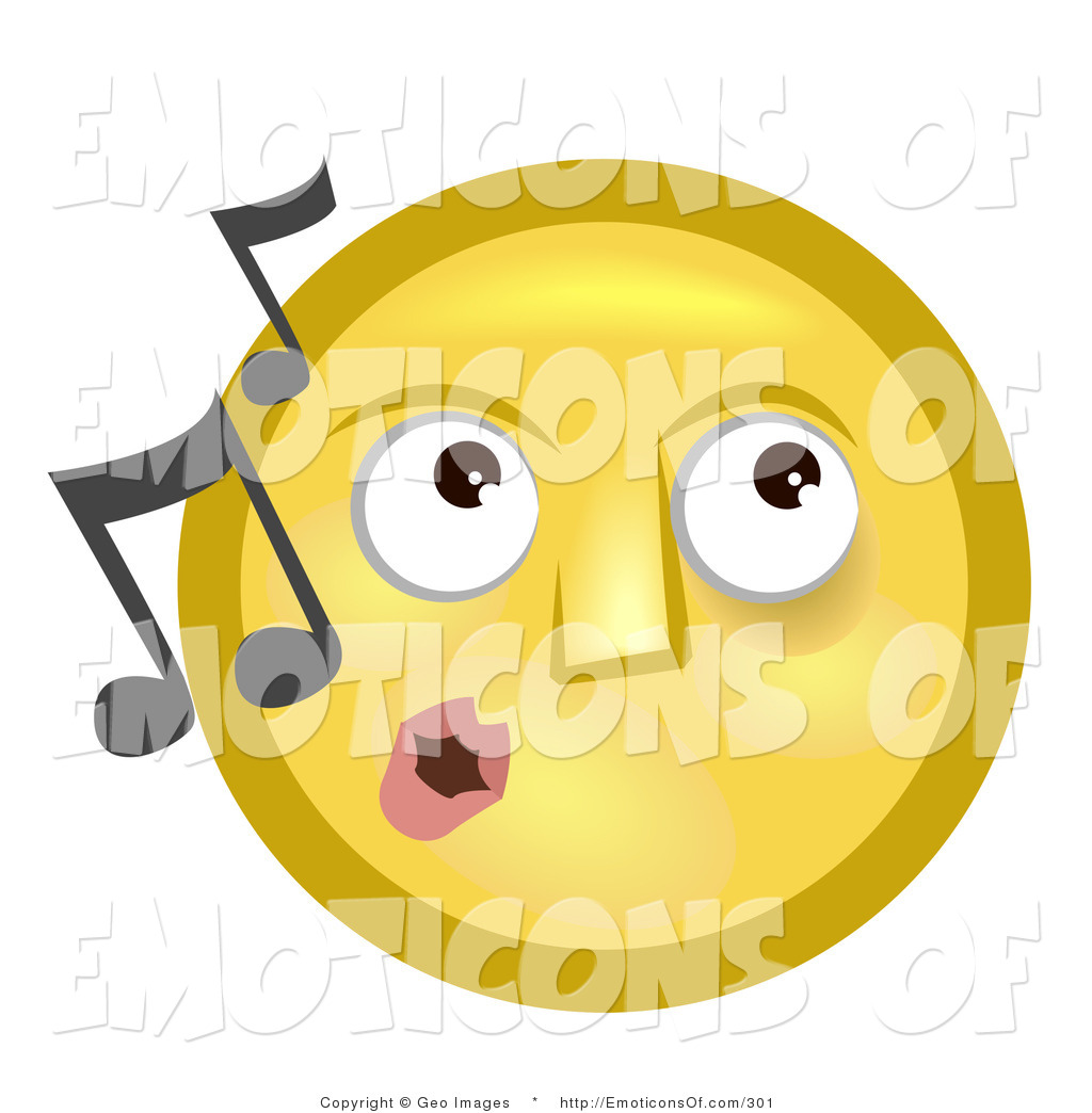     Melodious Yellow Smiley Face Whistling Along To Music By Geo Images