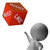 Need Want Like Dice Shows Desires   Royalty Free Clip Art
