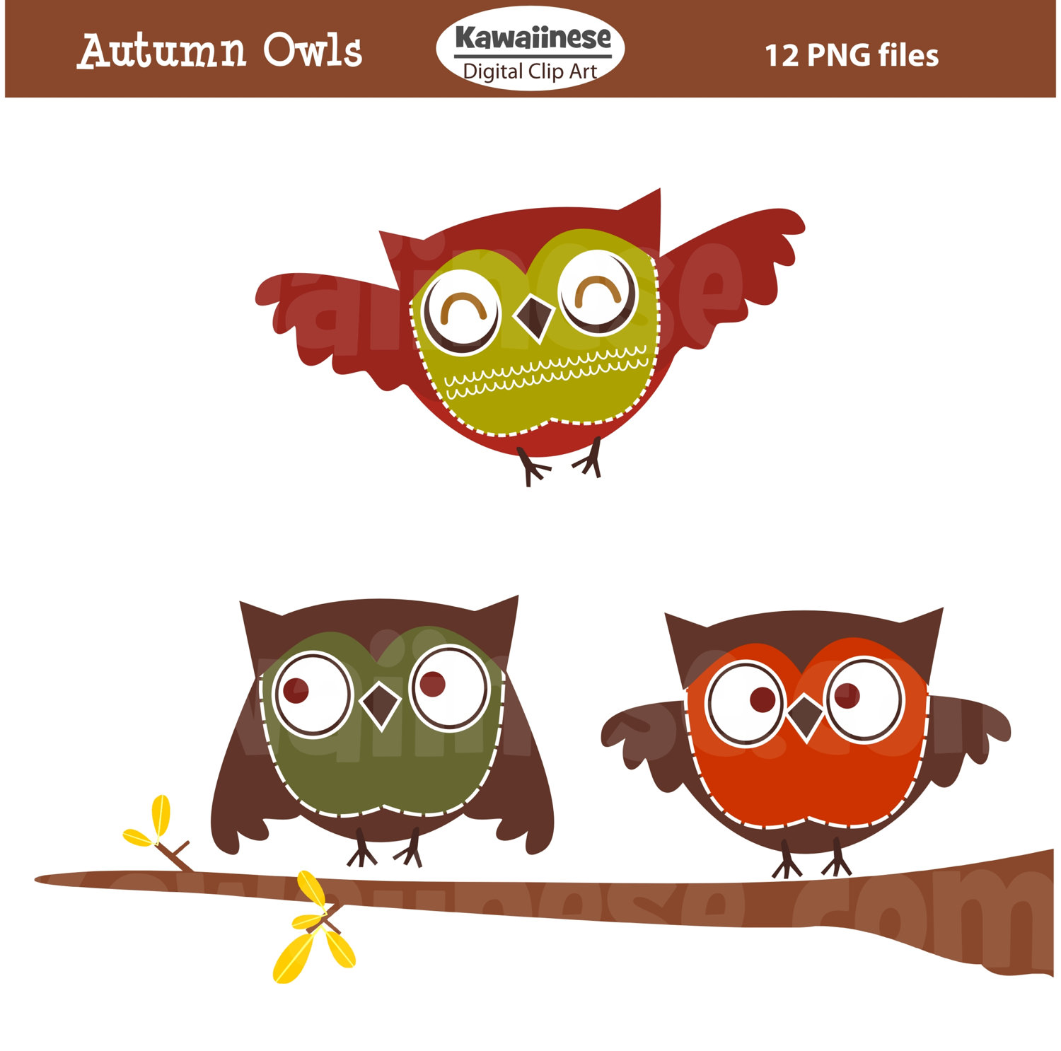Similar To Owl Clip Art Autumn Owls   Cute Digital Clip Art On Etsy