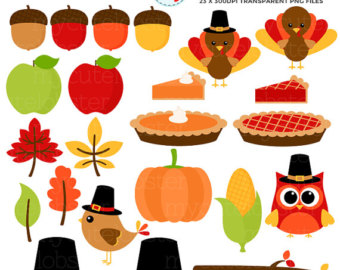 Thanksgiving Clipart Set   Clip Art Set Of Turkey Owls Thanksgiving
