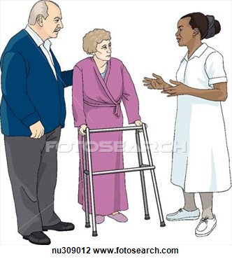 To Elderly Couple  The Elderly Woman In Bathrobe Uses A Walker    