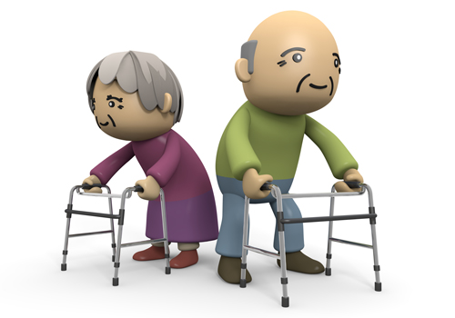 Walker   Elderly Couple   Nursing Care   Illustration   Free Download