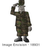 18931 African American Marine Military Soldier Saluting Clipart