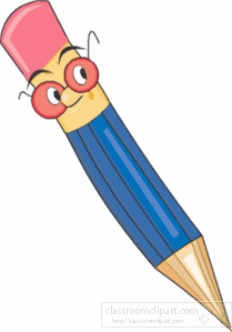 Animated Clipart  Cartoon Pencil Wearing Glasses   Classroom Clipart