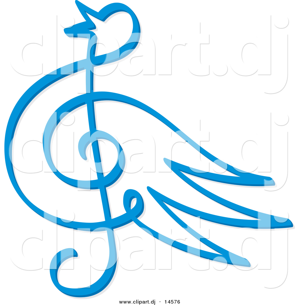 Blue Music Note Clipart Vector Clipart Of A Blue Bird Music Note