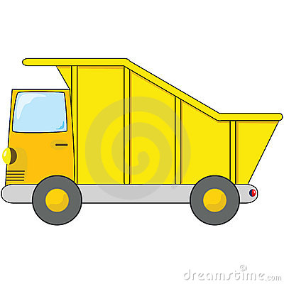Cartoon Illustration Of An Orange And Yellow Dump Truck
