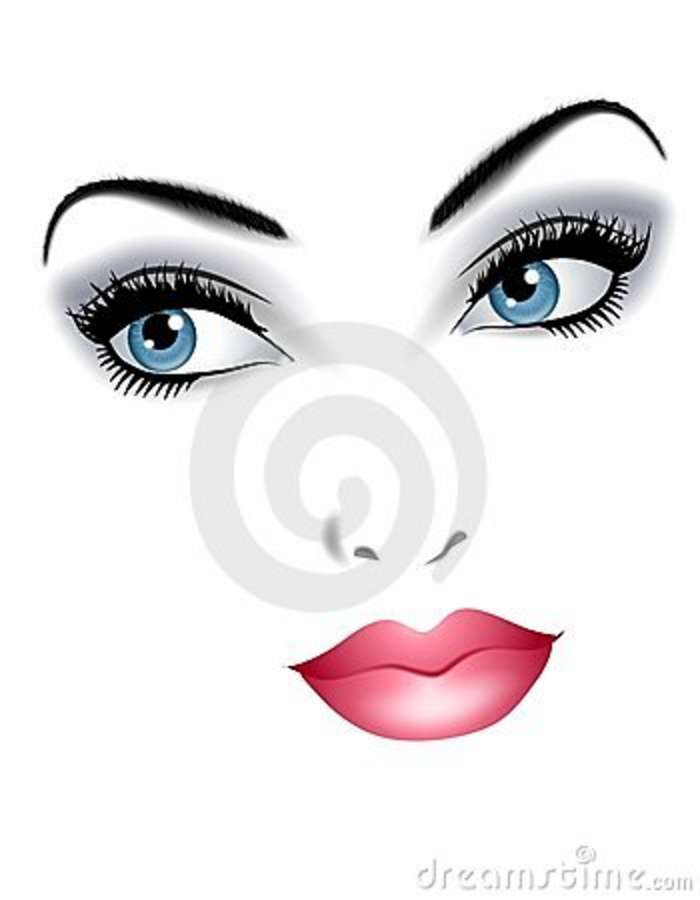 Clip Art Illustration Featuring The Facial Features Of A Beautiful