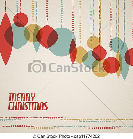 Clipart Of Retro Christmas Card With Christmas Decorations   Teal