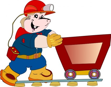 Coal Miner Pushing Cart Clip Art Free Vector In Open Office Drawing