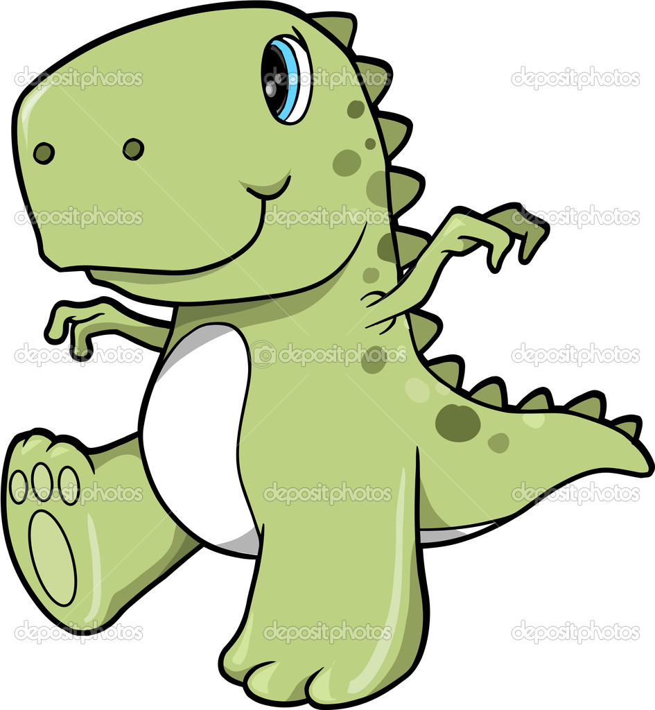 Cute Green Dinosaur T Rex Vector Illustration Art   Stock Vector