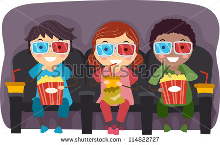 Family Watching Movie Clipart Illustration Of Kids Watching