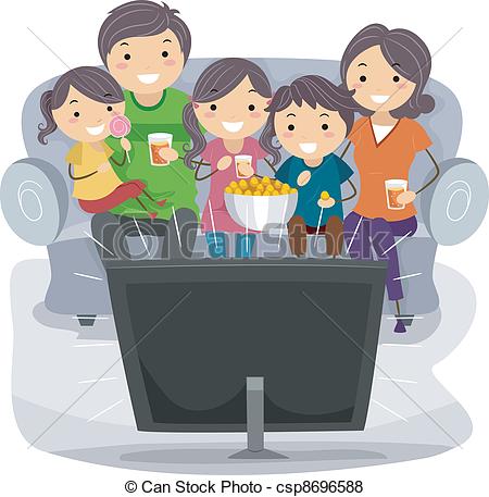 Family Watching Television Clipart Of A Family Watching A Tv