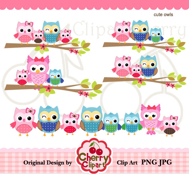 Happy Family Owls Digital Clipart Set By Cherryclipart On Etsy