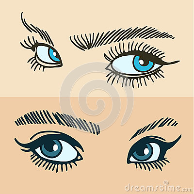 Illustration Of A Set Of Blue Womens Eyes