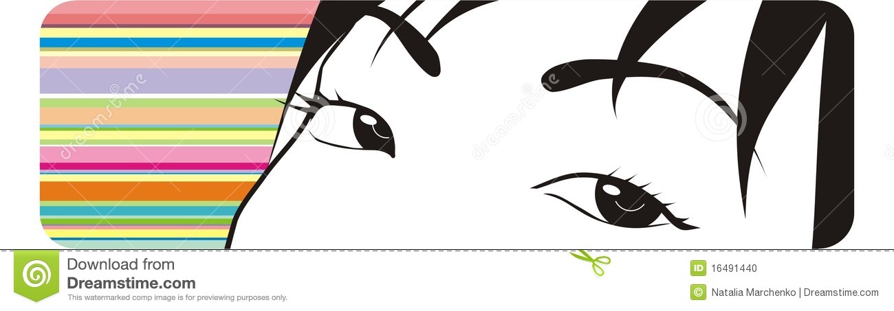 Illustration Of Women S Eyes To The Background Stripes Banner Vector