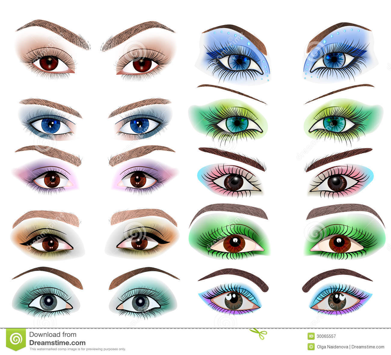 Illustration Set Women S Eyes Different Makeup 30065557 Jpg