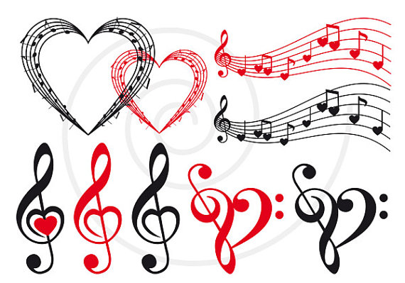 Love Music Music Heart Musical Notes Digital Clip Art Set Clipart