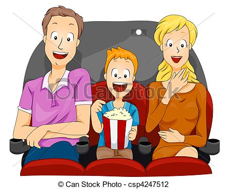 Of Family Movie   Family Watching Movie Csp4247512   Search Clipart