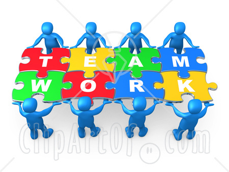 Pieces Of A Jigsaw Puzzle That Spells Out Team Work Clipart Graphic