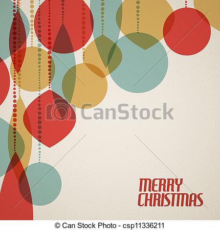 Retro Christmas Card With Christmas Decorations   Teal Brown And Red