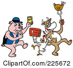 Rf Clipart Illustration Of A Pig Blowing A Whistle And Holding Beer