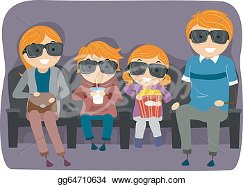 Stickman Family Watching A 3d Or 4d Movie  Clipart Drawing Gg64710634