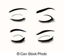 Vector Eyelashes And Eyebrows Silhouettes   Set Of Black   