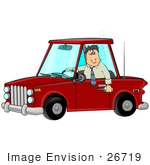 Wasted Man Drunk Driving And Holding Beer Out His Car Window Clipart