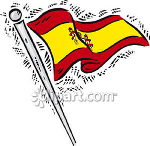 Waving Flag Spain Royalty Free Clipart Picture