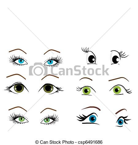 Woman Eyes Collection Vector Illustration Csp6491686   Search Clipart