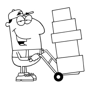 Work Clipart Image   Coloring Page Of A Man At Work   A Mover With A