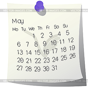 2013 May Calendar   Vector Clipart