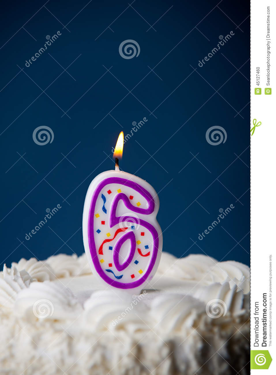 Cake  Birthday Cake With Candles For 6th Birthday Stock Photo   Image