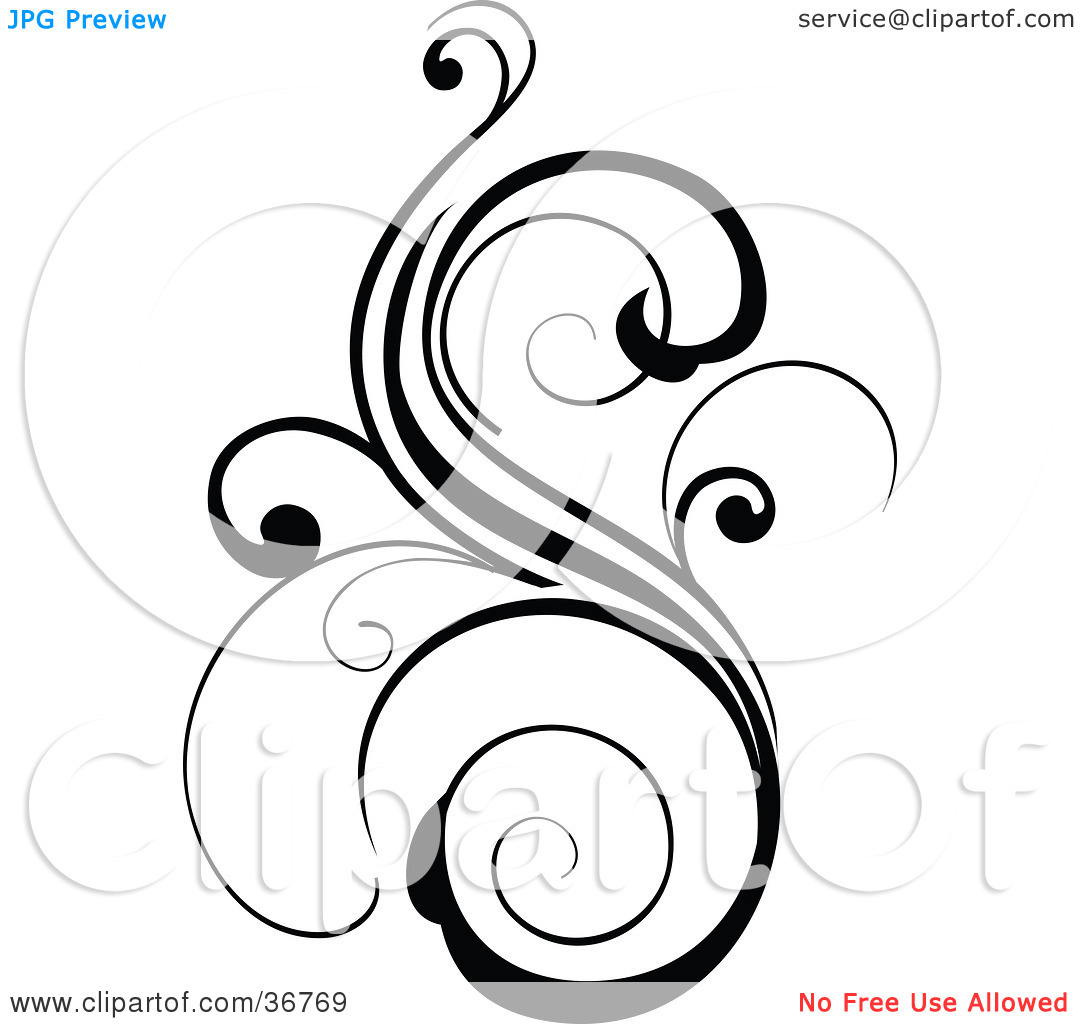Clipart Illustration Of A Black Curly S Shaped Design Accent By