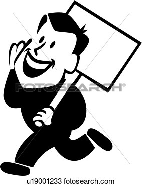 Clipart   Retro Man Carrying Sign  Fotosearch   Search Clip Art    