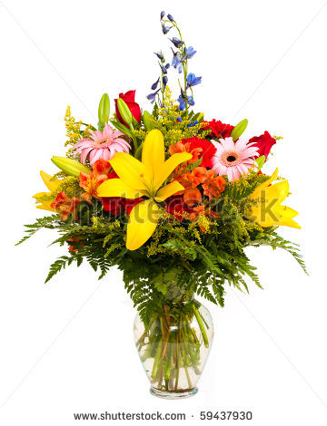 Colorful Flower Arrangement Isolated On White  Stock Photo 59437930