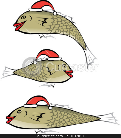 Fish With Christmas Cap Stock Vector Clipart Fish With Red Lips