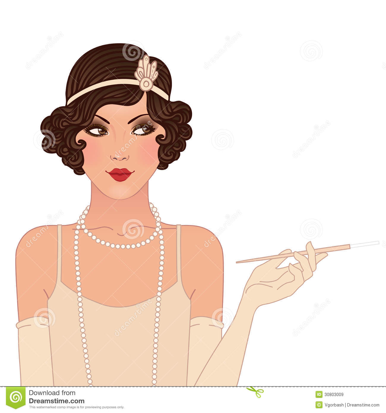 Flapper Girls Set  Young Beautiful Woman Of 1920s  Vintage Style