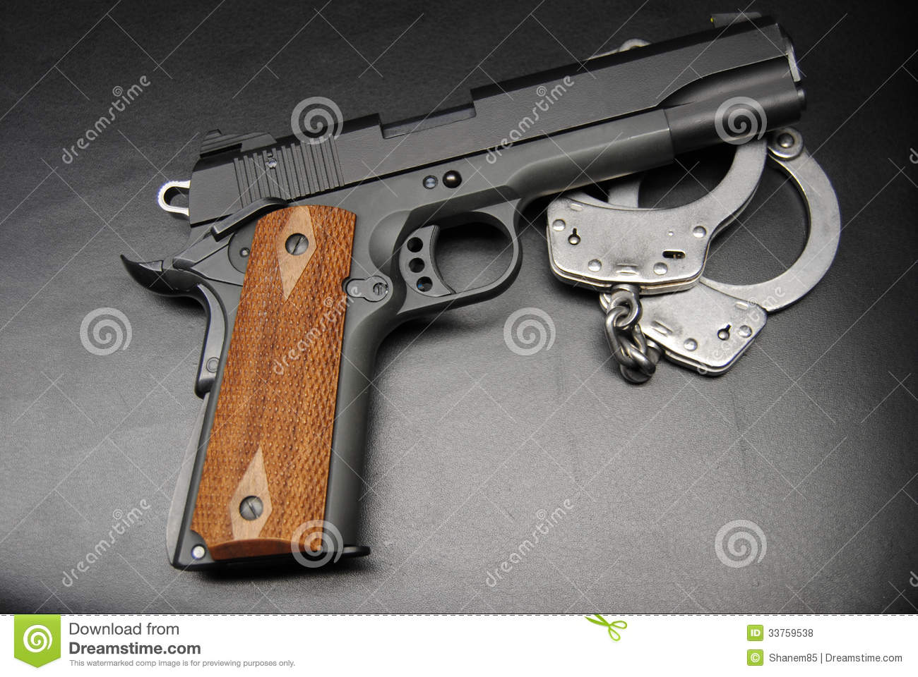 Handcuffs And 1911 Pistol Royalty Free Stock Photos   Image  33759538