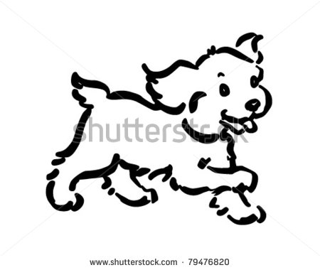 Happy Puppy   Retro Clipart Illustration   79476820   Shutterstock