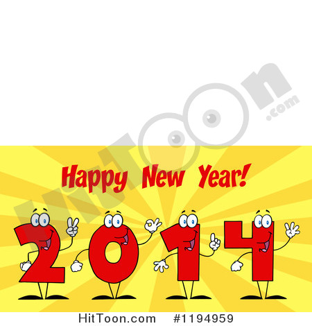 New Year Clipart  1194959  Red 2014 Number Characters Under Happy New
