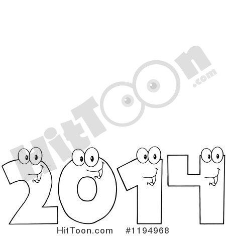 New Year Resolutions Clipart 2014 Outlined New Year 2014 Number