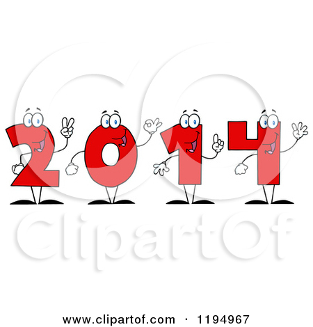 Red New Year 2014 Number Characters Counting With Their Hands
