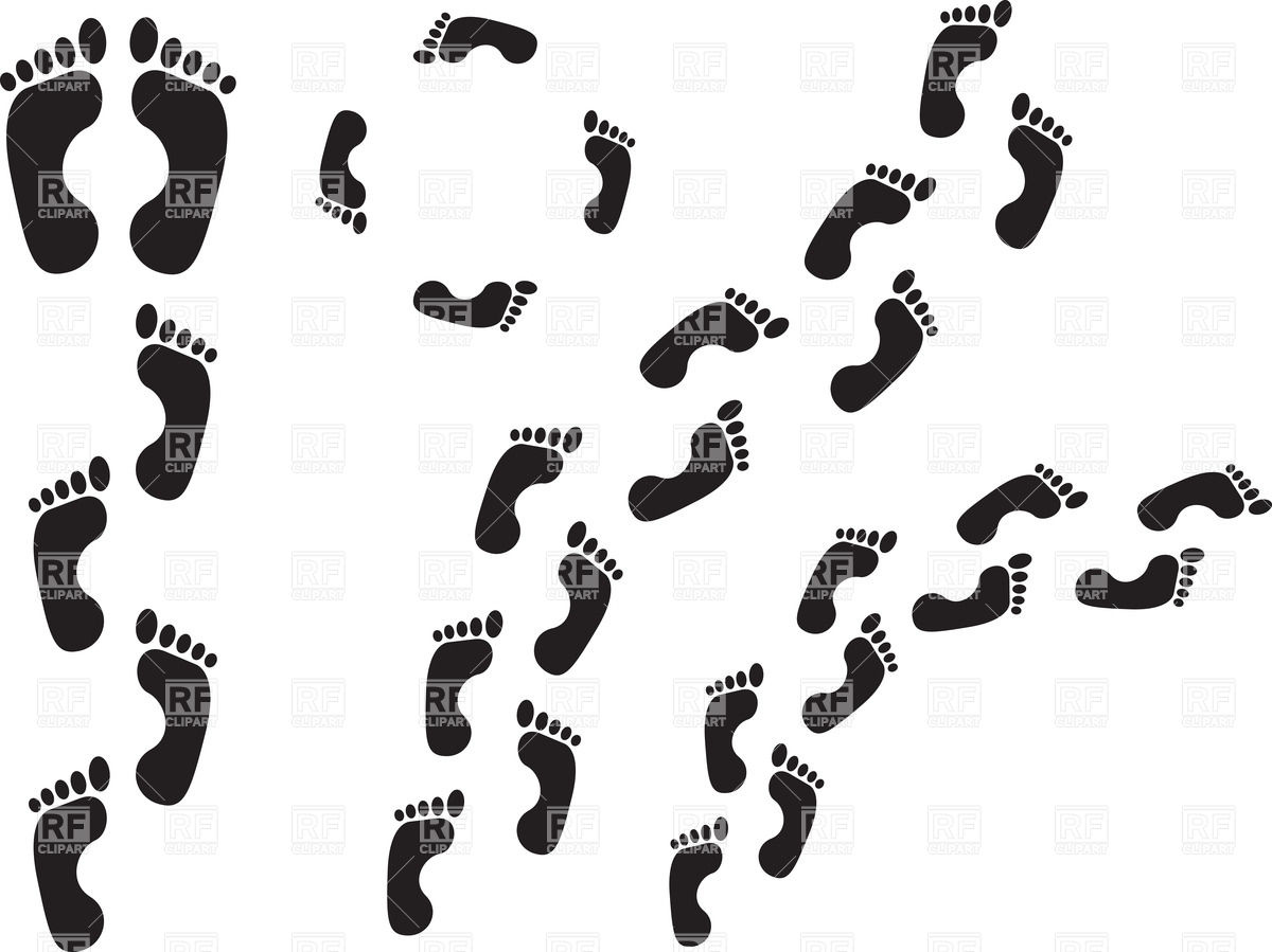 Set Of Human Barefoot Steps   Footprints 34596 Signs Symbols Maps