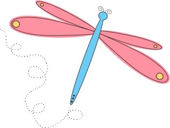 Spring Dragonfly Clip Art Image   Blue Spring Dragonfly With Pink